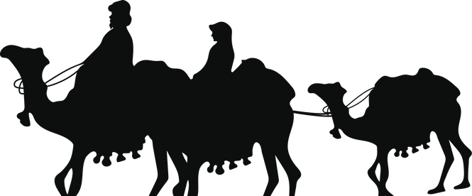 People Riding Camels Silhouette